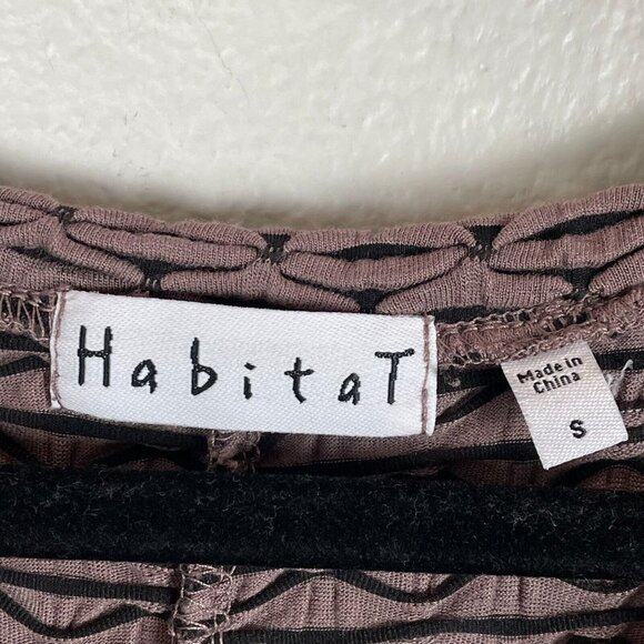 Habitat Womens Small Brown Textured Tunic Top Long Sleeve V Neck Shirt Stretch - Picture 8 of 15